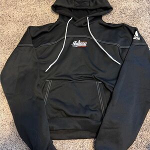 adidas Black Hoodie with Indiana Embroidery and White Drawstrings